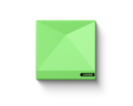 Loxone Miniserver Go Gen. 2 in its green square housing, front view