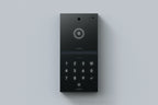Loxone Intercom in anthracite on a grey wall, shown with NFC Code Touch, sold separately