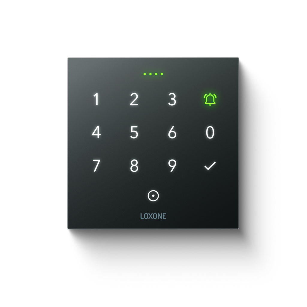 Loxone NFC Code Touch in anthracite with the keypad lit