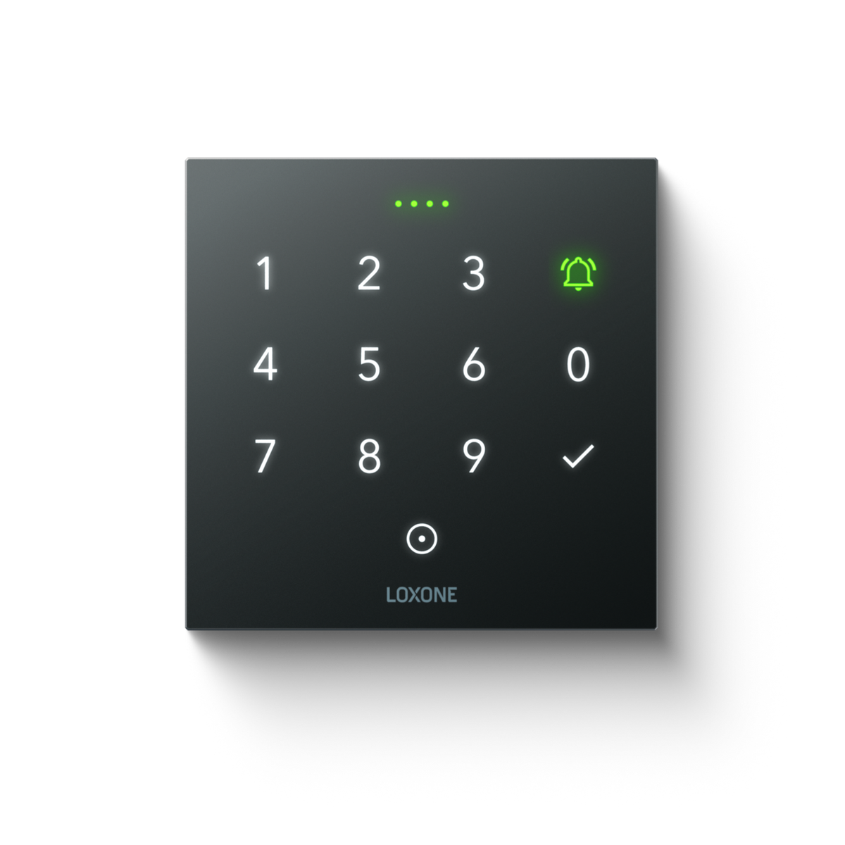 Loxone NFC Code Touch in anthracite with the keypad lit