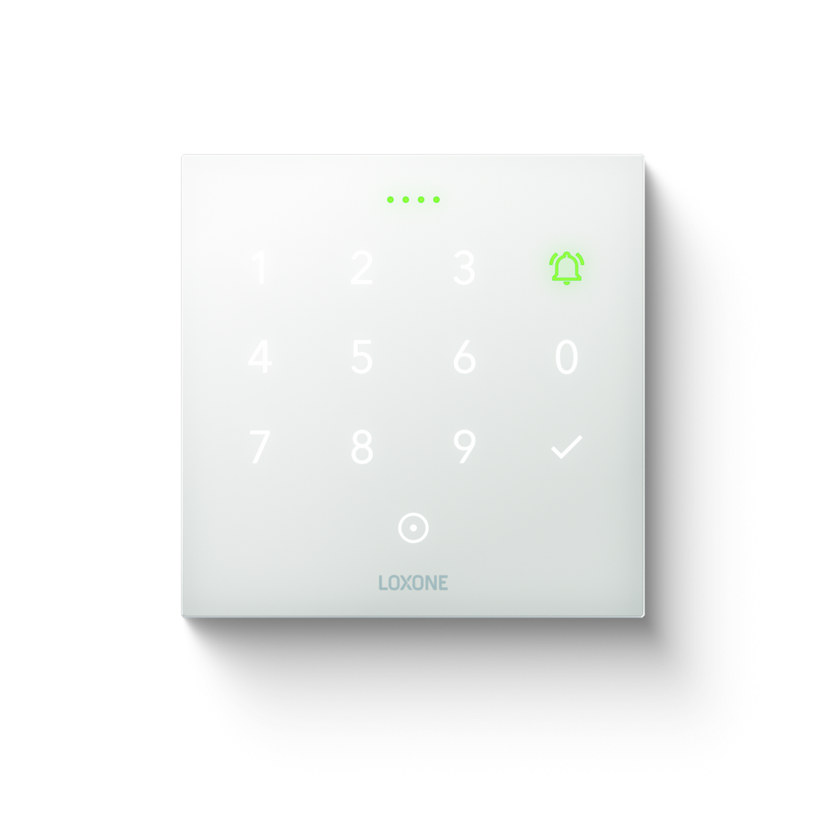 Loxone NFC Code Touch in Signal White with the keypad lit