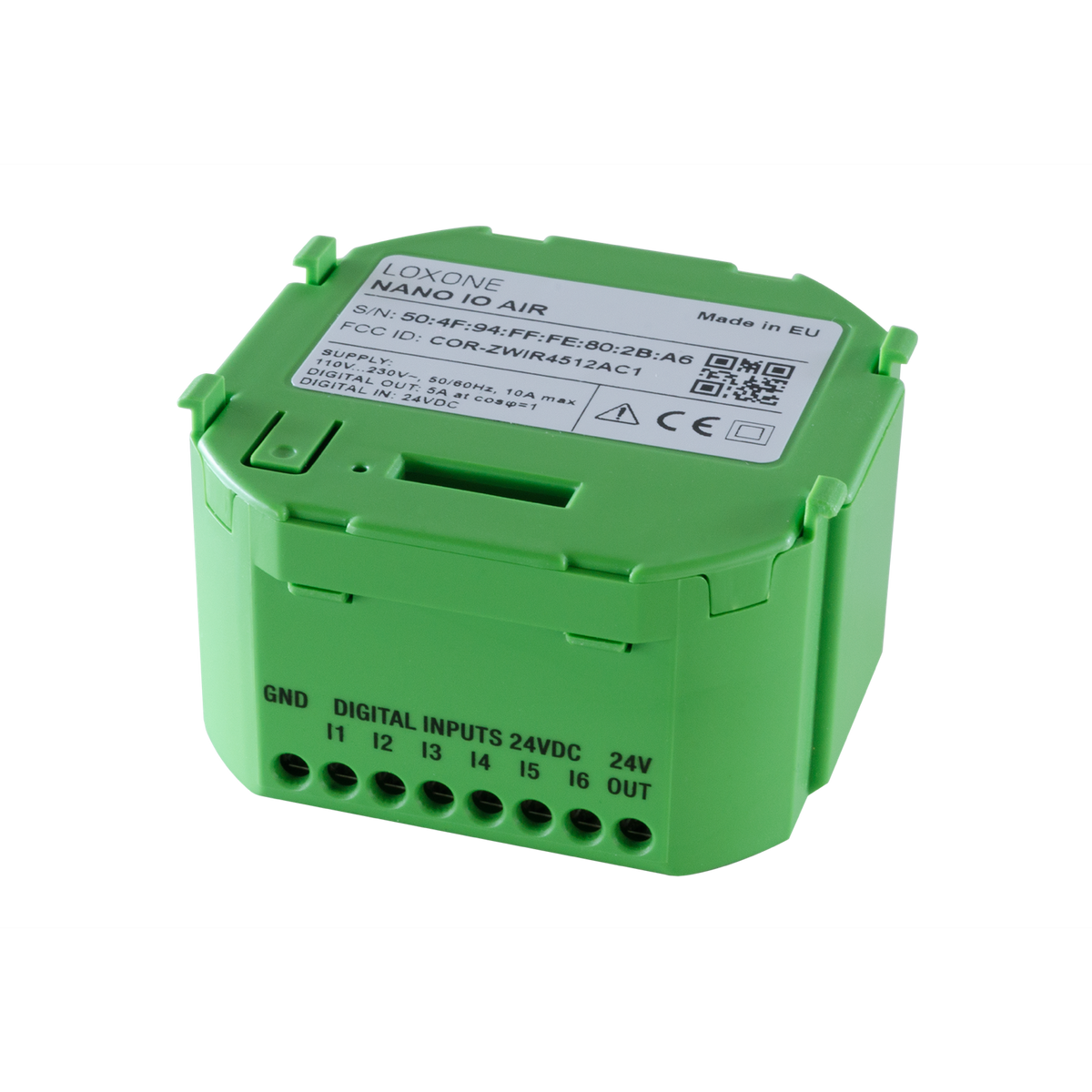 Loxone Nano IO Air, compact green module with terminal block