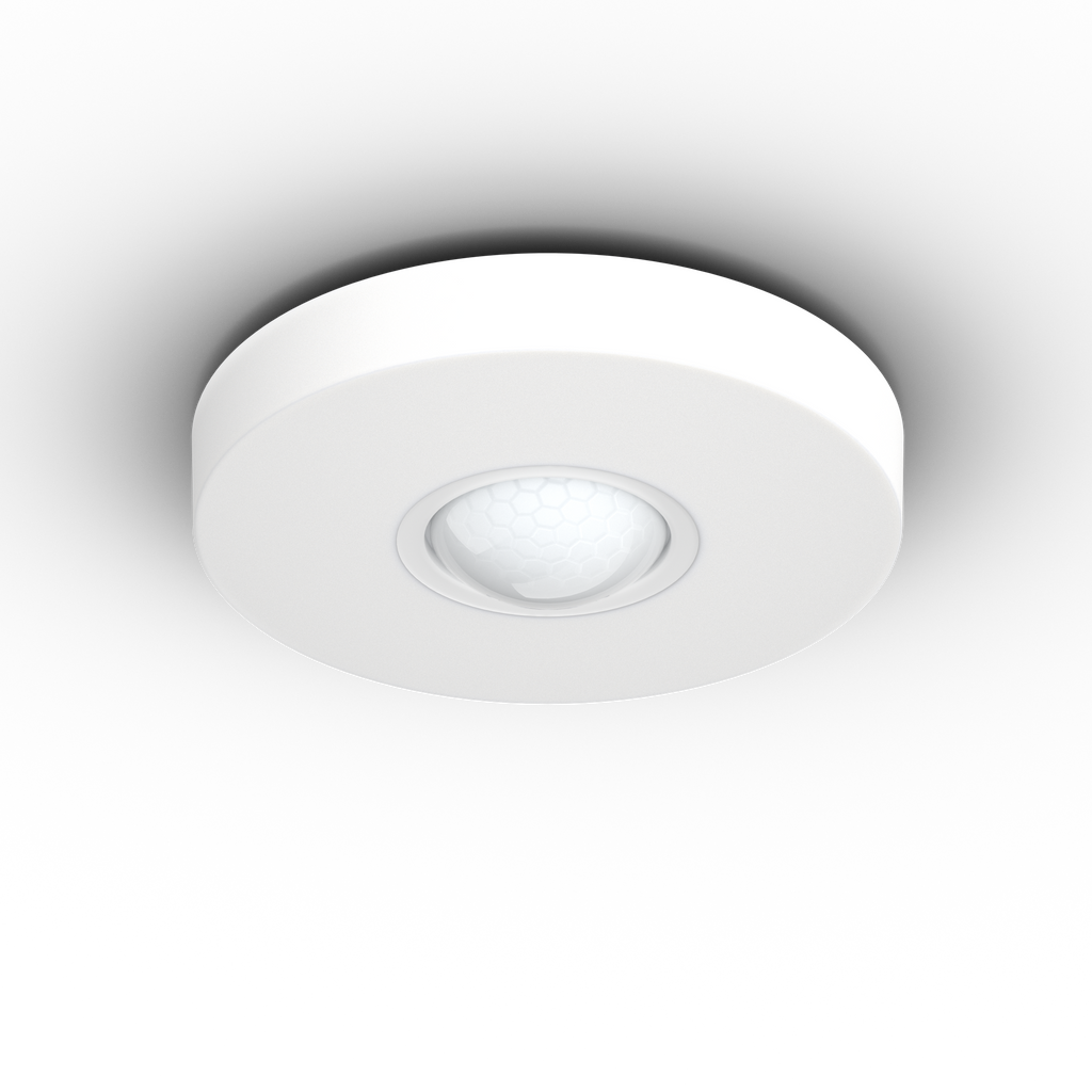 Loxone presence sensor in white, angled side view